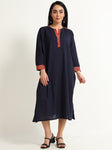 Navy Blue dress with red detailing