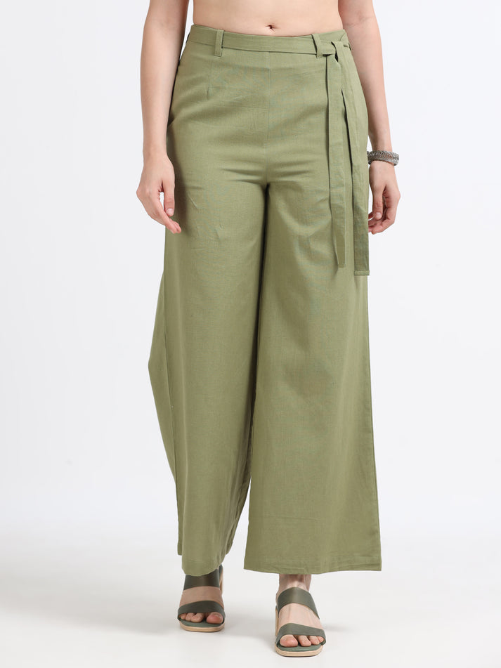 Mid Waist Line Flared Trouser