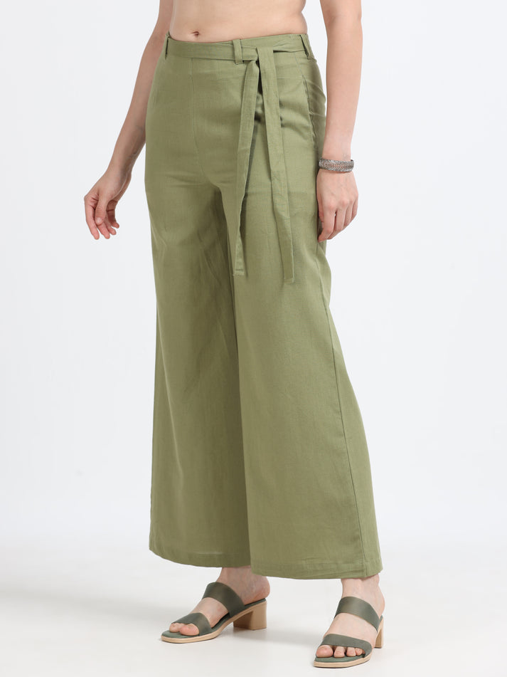 Mid Waist Line Flared Trouser
