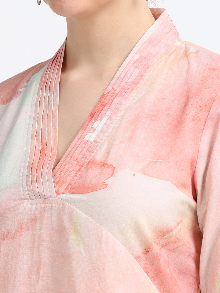 Pleated Collared Dress With Pockets and lining