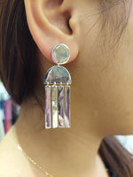 Geometric Silver drop earrings