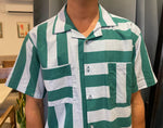 Half sleeve stripes shirt - Green and Grey
