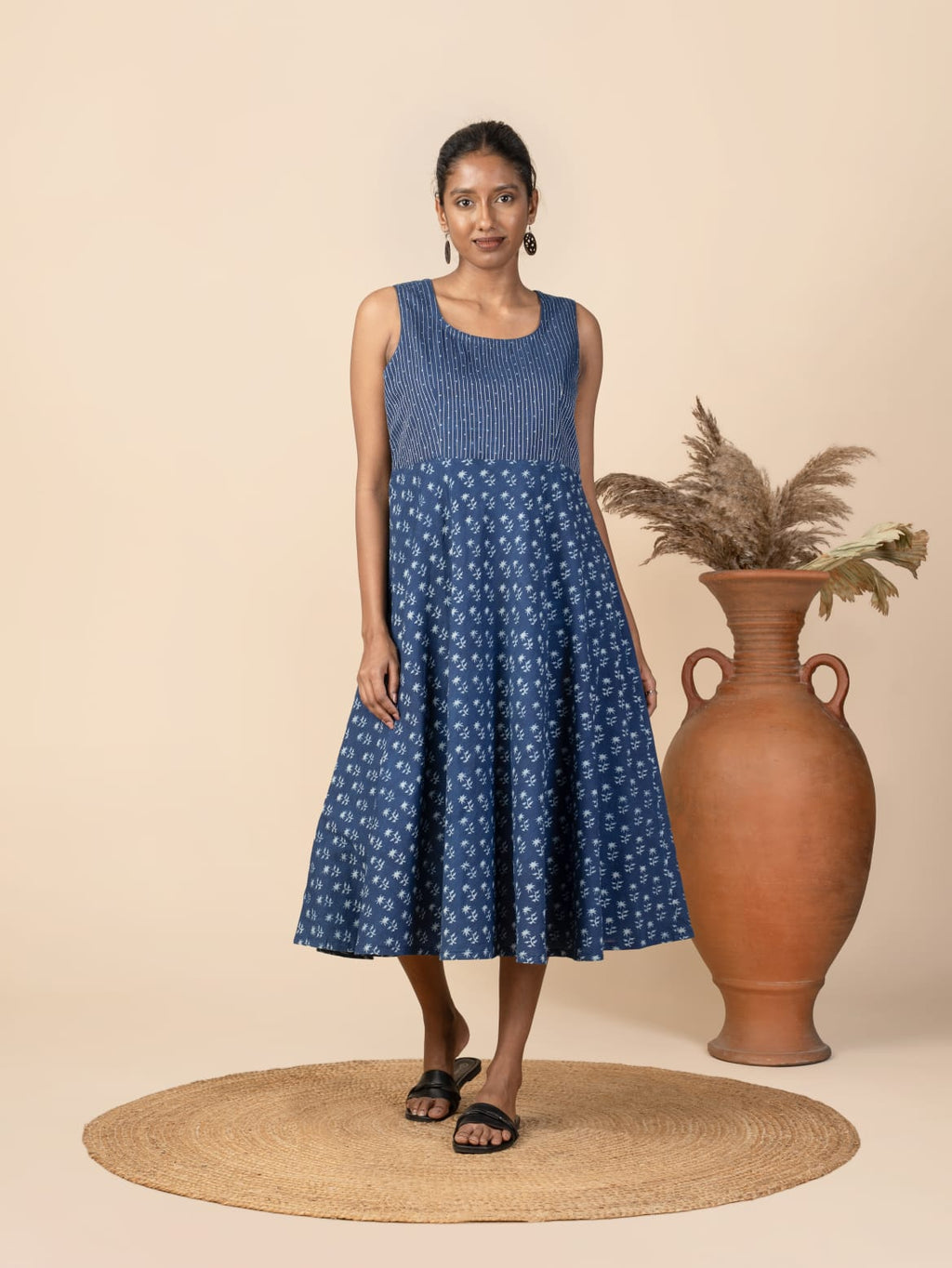 Blue blossom A-line dress