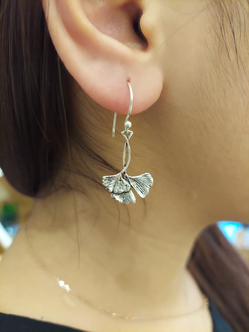 Ginko leaf drops earrings