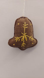 Burlap Christmas Charm Ornaments - Bell