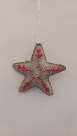 Burlap Christmas Charm Ornaments - Bell