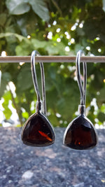 Garnet Triangle Drop Earrings
