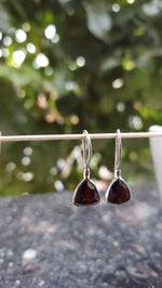 Garnet Triangle Drop Earrings