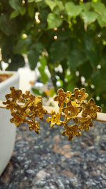 Gold Plated Flower Cluster Stud Earrings