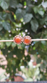Carnelian Flower Stud Earrings