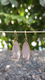 Gold Plated Rose Quartz Drop Earrings