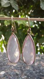 Gold Plated Rose Quartz Drop Earrings