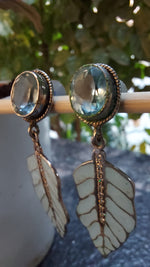 Meenakari Sky Blue Leaf Drop Earrings with Crystals