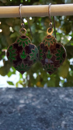 Meenakari Green & Burgundy Drop Earring