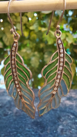 Meenakari Green & Blue Leaf Drop Earrings with Crystals