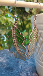 Meenakari Green & Blue Leaf Drop Earrings with Crystals