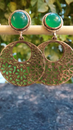 Meenakari Green Flower Hoop Earrings