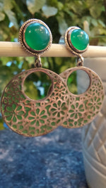 Meenakari Green Flower Hoop Earrings