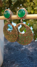 Meenakari Green Flower Hoop Earrings