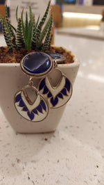 Meenakari Blue & White Moonflower Drop Earring