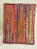 Jute and Upcycled Fabric Door Mat