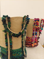 Jute and Upcycled Fabric Basket