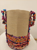 Jute and Upcycled Fabric Basket