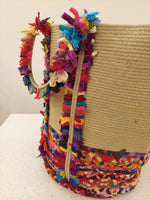 Jute and Upcycled Fabric Basket