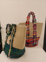 Jute and Upcycled Fabric Basket