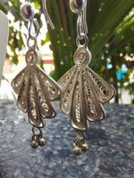 Silver Filigree Peacock Tail Drop Earring