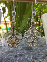 Filigree Floral Silver Drop Earring