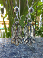 Filigree Floral Silver Drop Earring