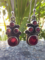 Ruby Drop Silver Earring