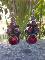 Ruby Drop Silver Earring