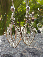 Filigree Silver Leaf Drop Earring