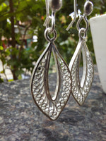 Filigree Silver Leaf Drop Earring