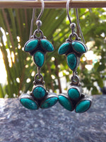Turquoise Lotus Silver Drop Earring