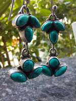 Turquoise Lotus Silver Drop Earring