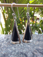 Onyx Conical Drop Silver Earring