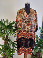 Rust Blossom Block Print Kaftan