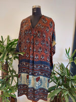Red Rose Block Print Kaftan