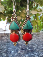 Double Stone Drop Earrings