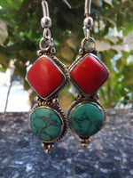 Double Stone Drop Earrings