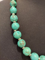 Turquoise and Silver Beaded Necklace