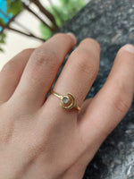 Crescent Moon Gemstone Brass Ring