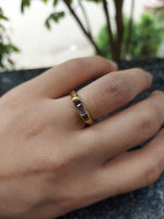 Brass Ring with Rectangular Gemstone