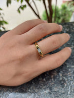 Brass Ring with Rectangular Gemstone