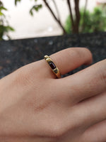 Brass Ring with Rectangular Gemstone