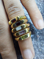 Brass Ring with Rectangular Gemstone