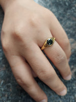 Brass Ring with Circular Gemstone